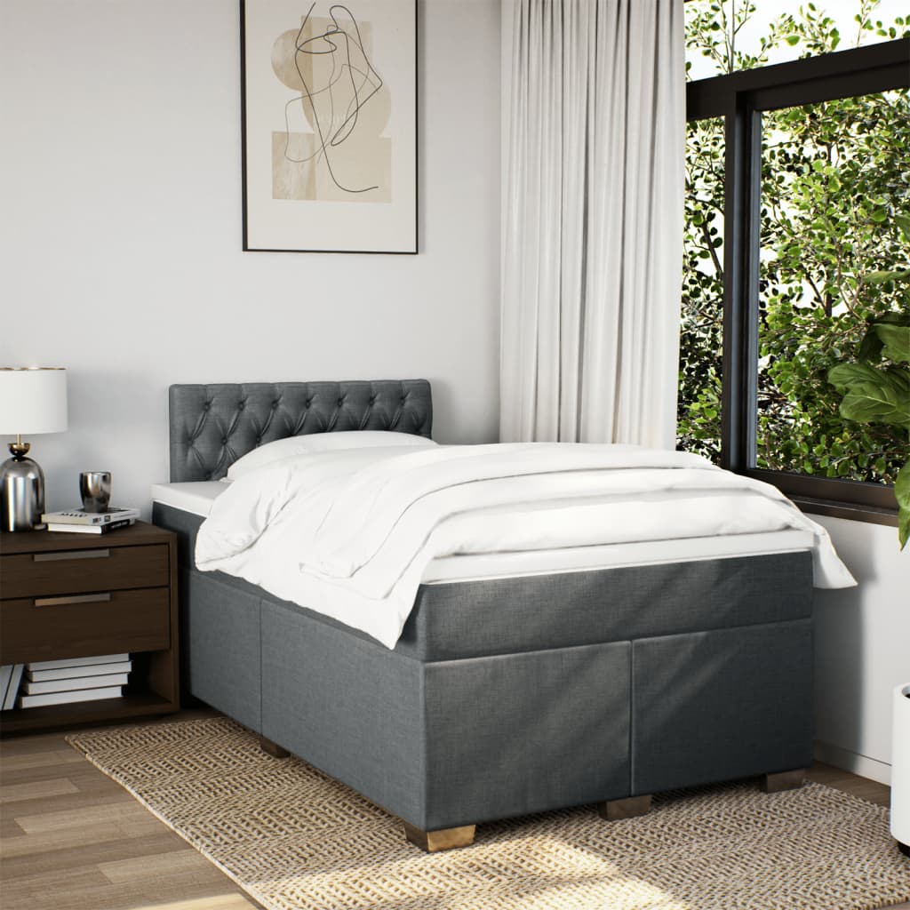 Sommier à lattes de lit avec matelas Gris foncé 120x200cm Tissu - XIOS