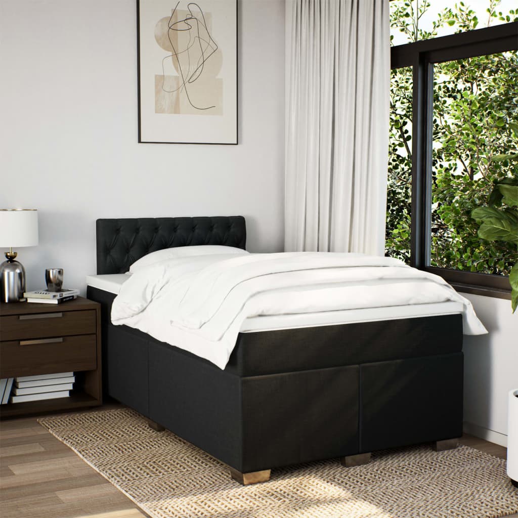 Sommier à lattes de lit avec matelas Noir 120x200 cm Tissu - XIOS
