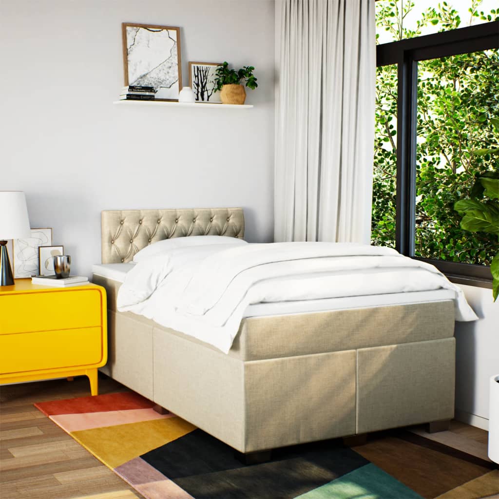 Sommier à lattes de lit avec matelas Crème 120x200 cm Tissu - XIOS