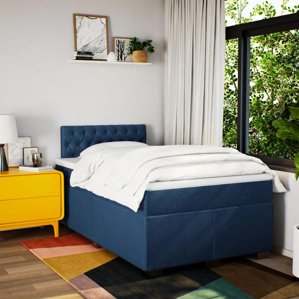 Sommier à lattes de lit avec matelas Bleu 120x200 cm Tissu - XIOS