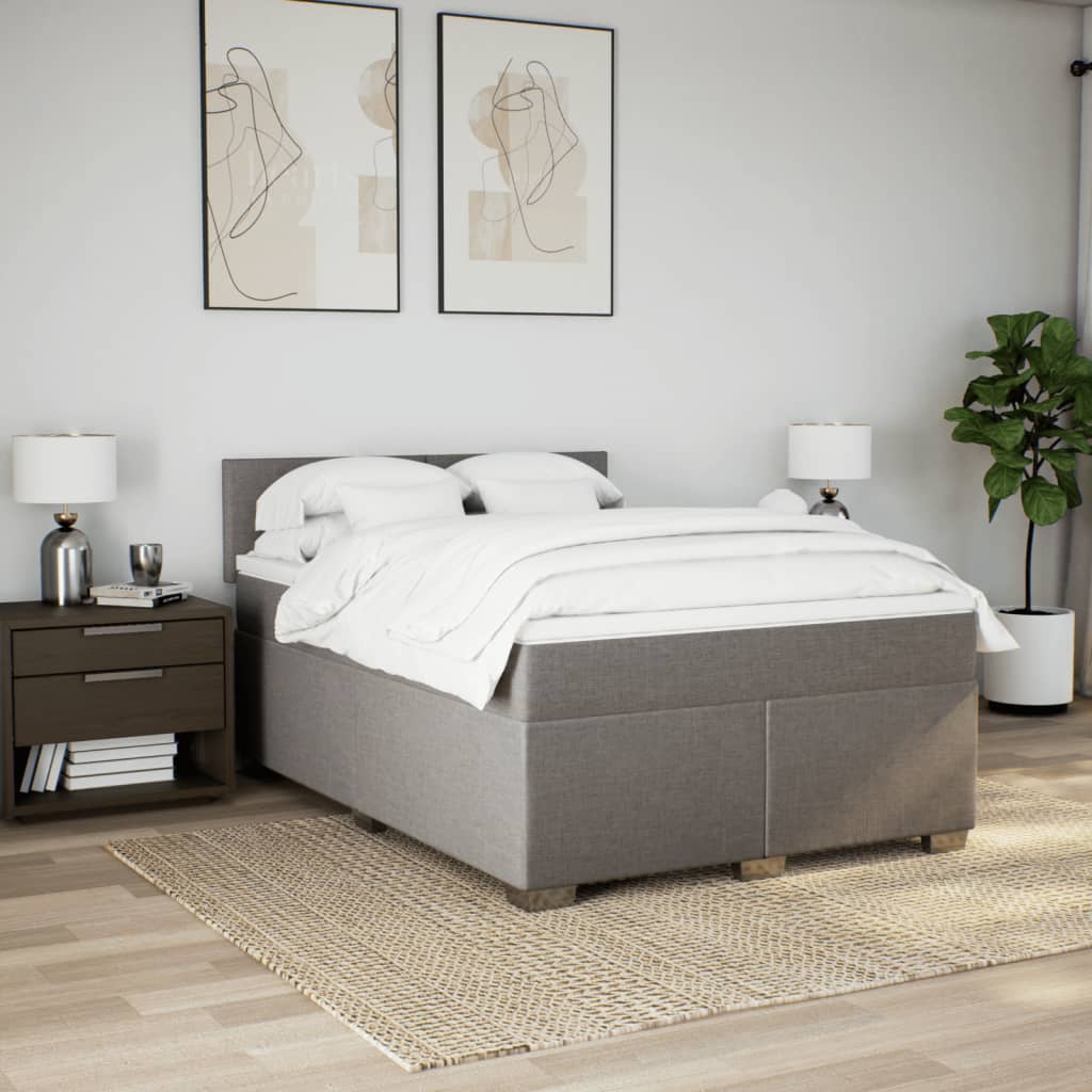 Sommier à lattes de lit avec matelas Taupe 140x190 cm Tissu - XIOS