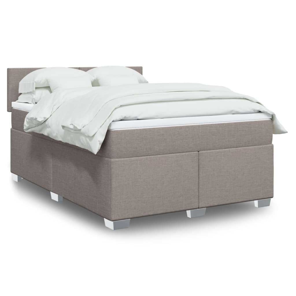 Sommier à lattes de lit avec matelas Taupe 140x190 cm Tissu - XIOS