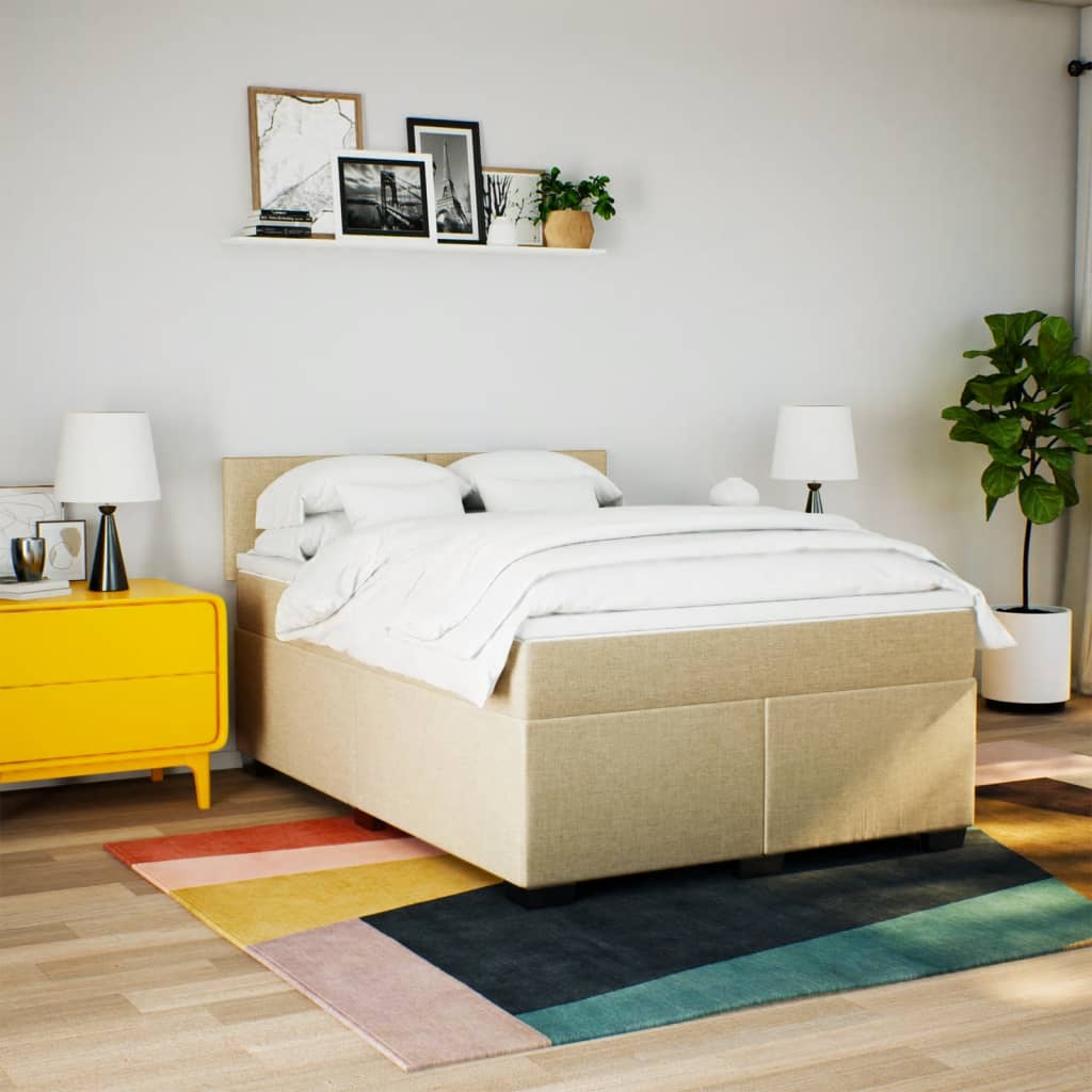 Sommier à lattes de lit avec matelas Crème 140x190 cm Tissu - XIOS