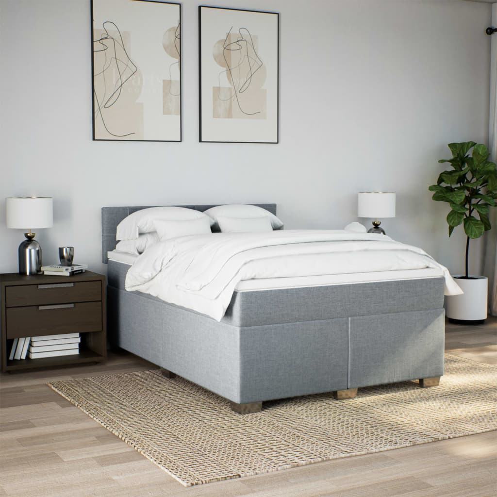 Sommier à lattes de lit avec matelas Gris clair 140x190cm Tissu - XIOS