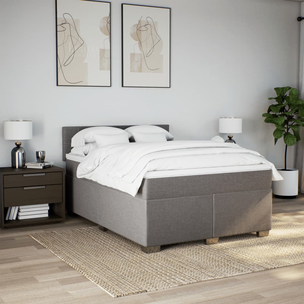 Sommier à lattes de lit avec matelas Taupe 140x190 cm Tissu - XIOS