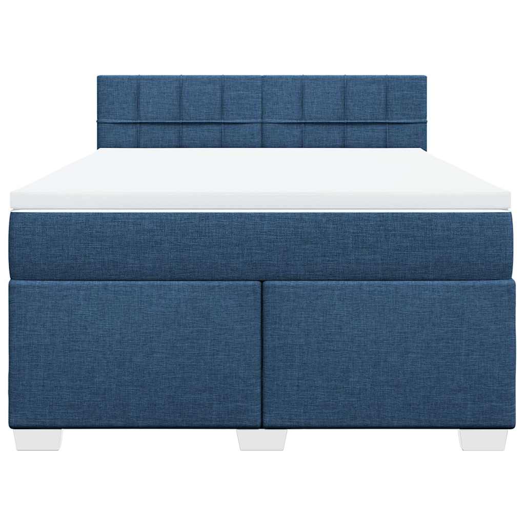 Sommier à lattes de lit avec matelas Bleu 140x190 cm Tissu - XIOS