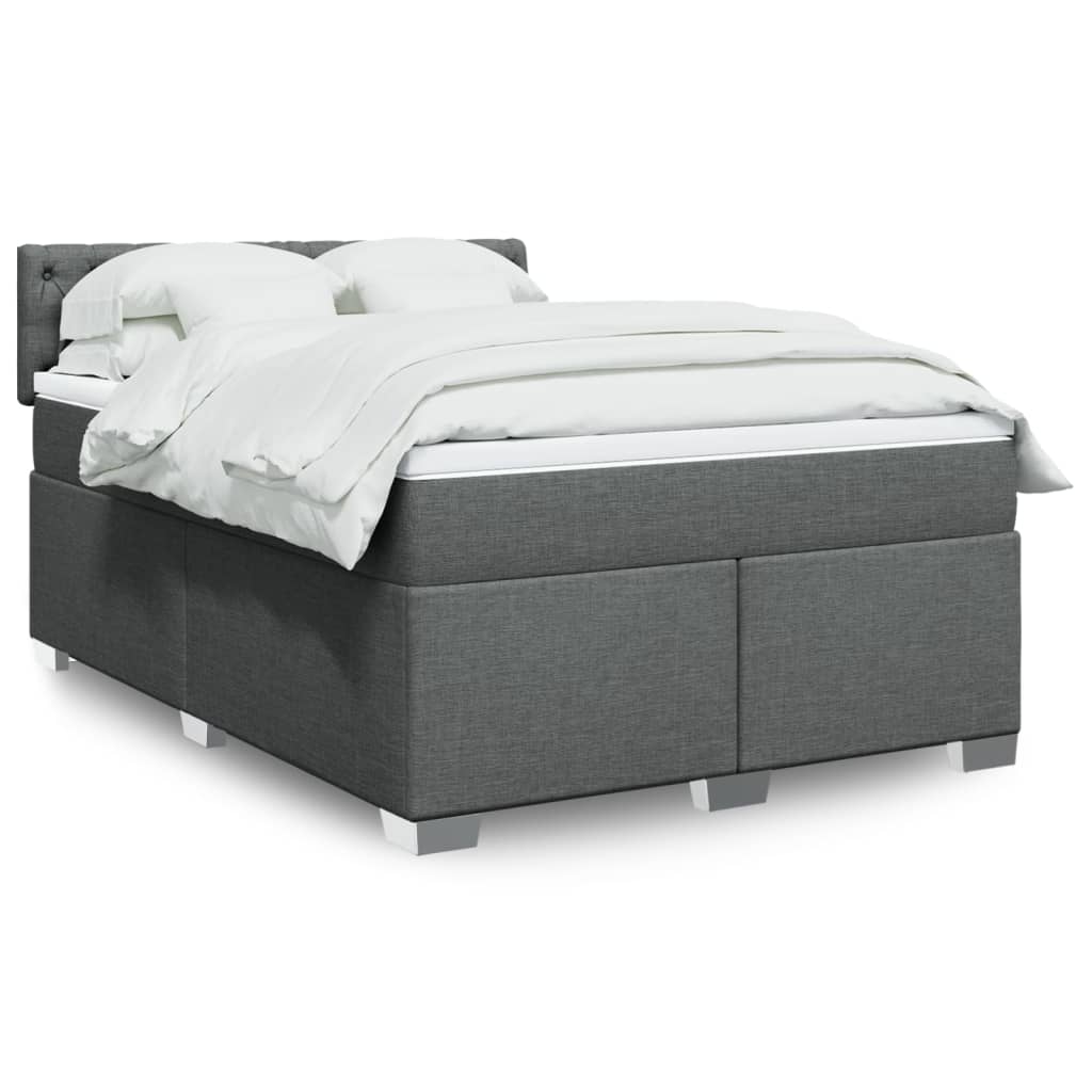Sommier à lattes de lit avec matelas Gris foncé 140x190cm Tissu - XIOS
