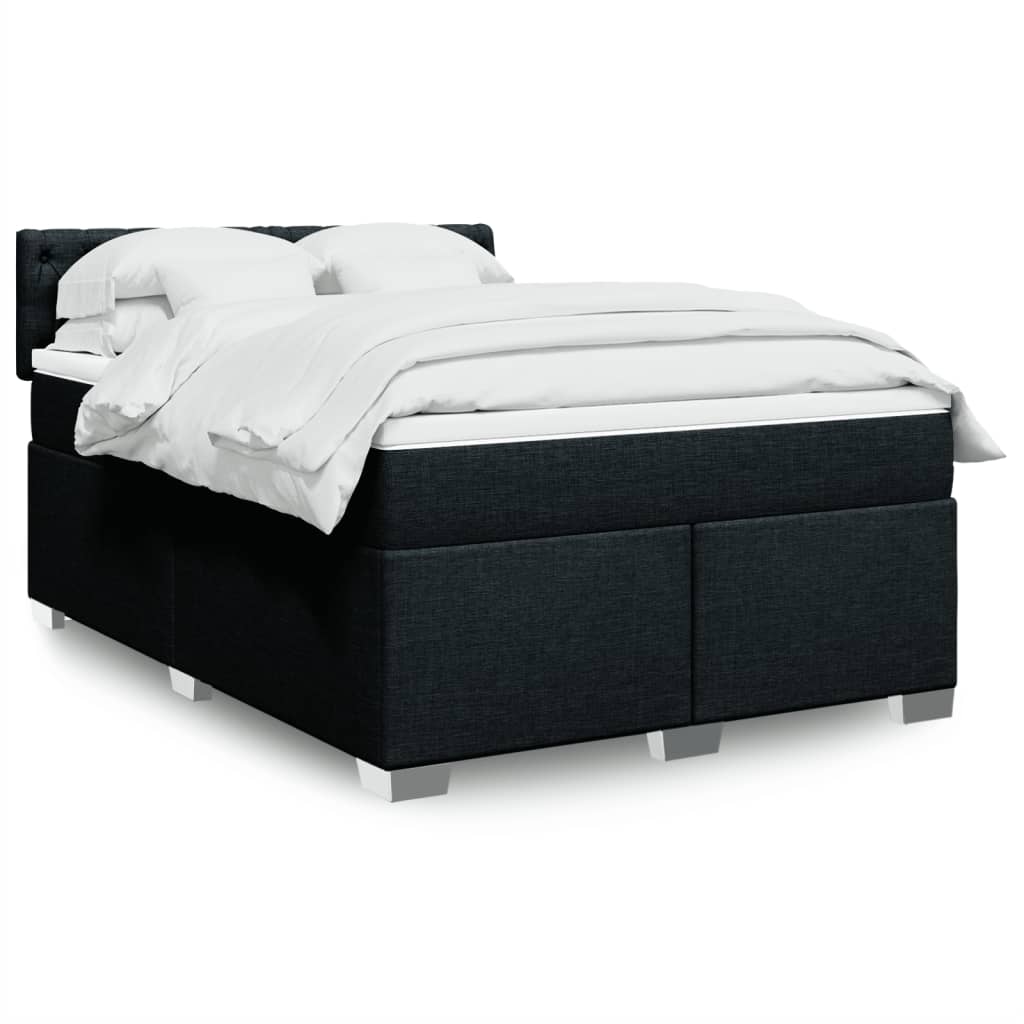 Sommier à lattes de lit avec matelas Noir 140x190 cm Tissu - XIOS