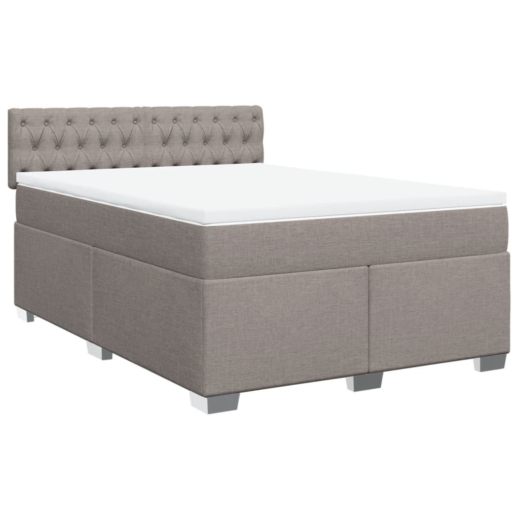 Sommier à lattes de lit avec matelas Taupe 140x190 cm Tissu - XIOS