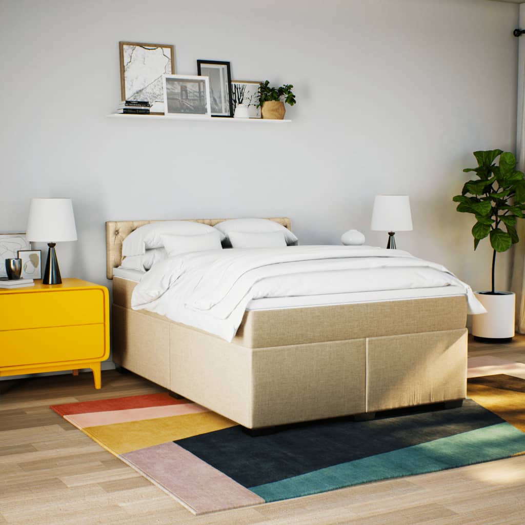 Sommier à lattes de lit avec matelas Crème 140x190 cm Tissu - XIOS