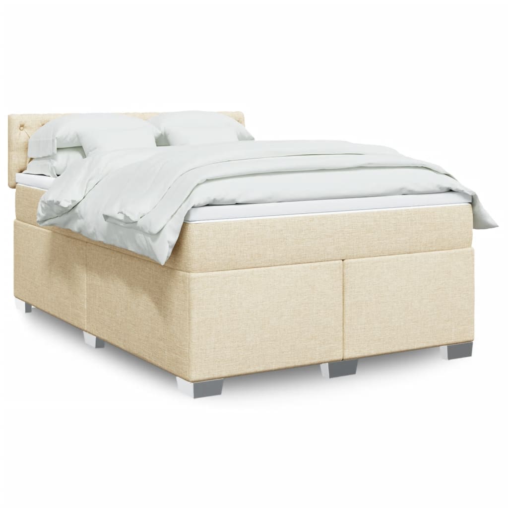 Sommier à lattes de lit avec matelas Crème 140x190 cm Tissu - XIOS