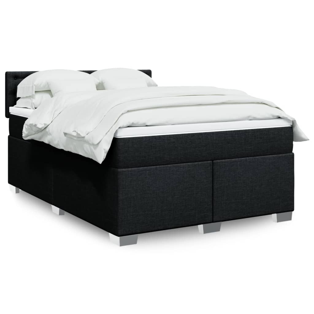Sommier à lattes de lit avec matelas Noir 140x190 cm Tissu - XIOS