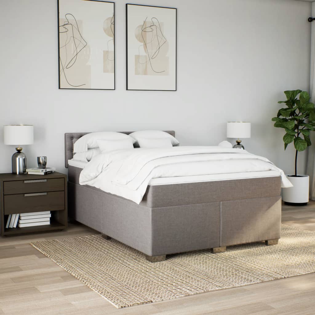 Sommier à lattes de lit avec matelas Taupe 140x190 cm Tissu - XIOS