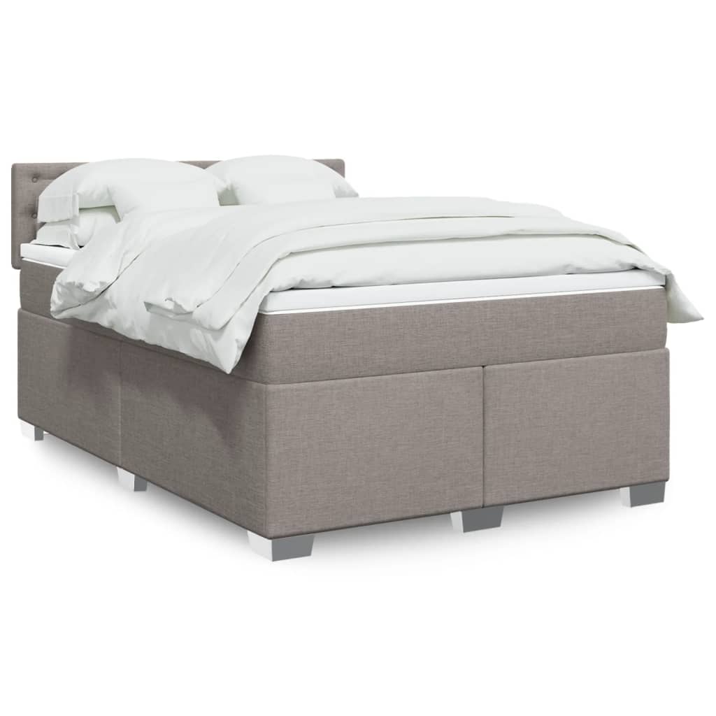 Sommier à lattes de lit avec matelas Taupe 140x190 cm Tissu - XIOS