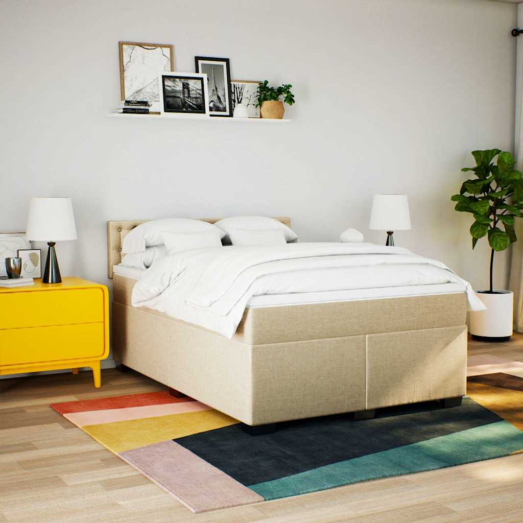 Sommier à lattes de lit avec matelas Crème 140x190 cm Tissu - XIOS