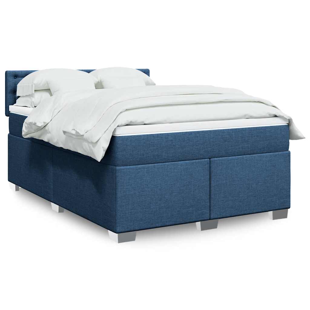 Sommier à lattes de lit avec matelas Bleu 140x190 cm Tissu - XIOS