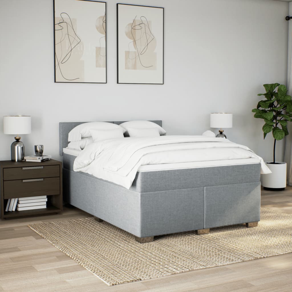 Sommier à lattes de lit avec matelas Gris clair 140x200cm Tissu - XIOS