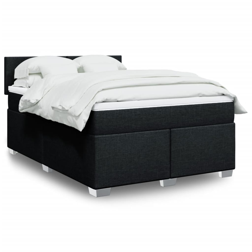 Sommier à lattes de lit avec matelas Noir 140x200 cm Tissu - XIOS