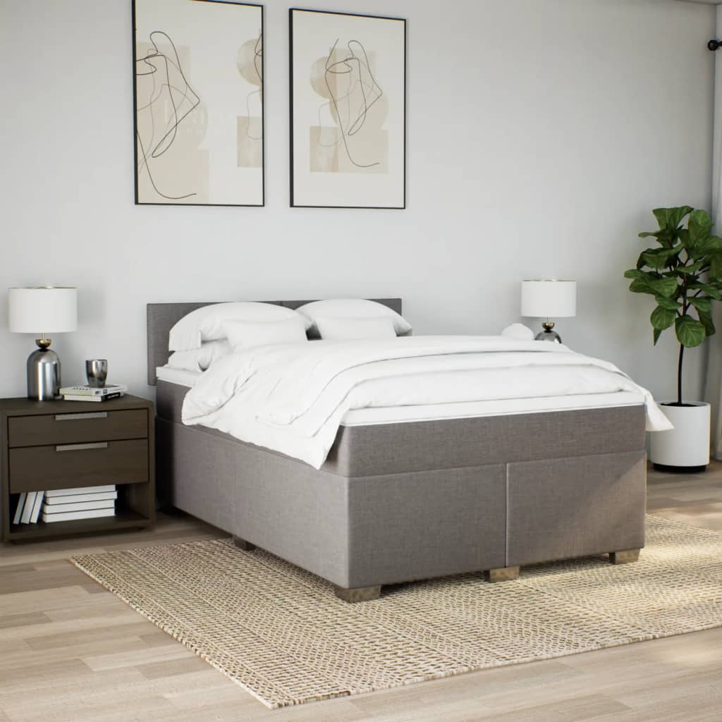 Sommier à lattes de lit avec matelas Taupe 140x200 cm Tissu - XIOS