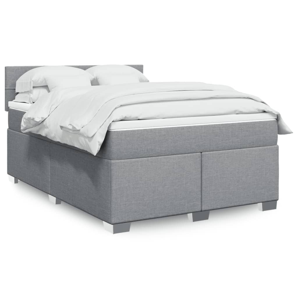 Sommier à lattes de lit avec matelas Gris clair 140x200cm Tissu - XIOS