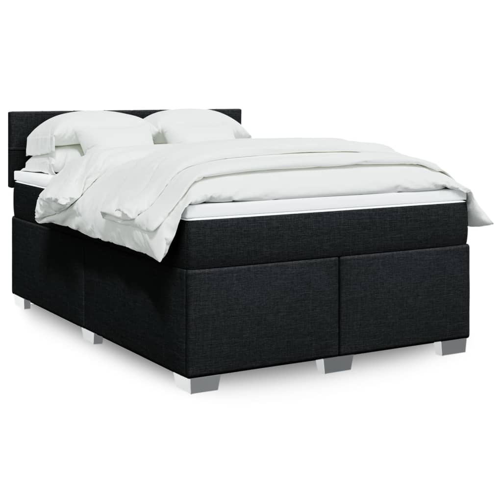 Sommier à lattes de lit avec matelas Noir 140x200 cm Tissu - XIOS