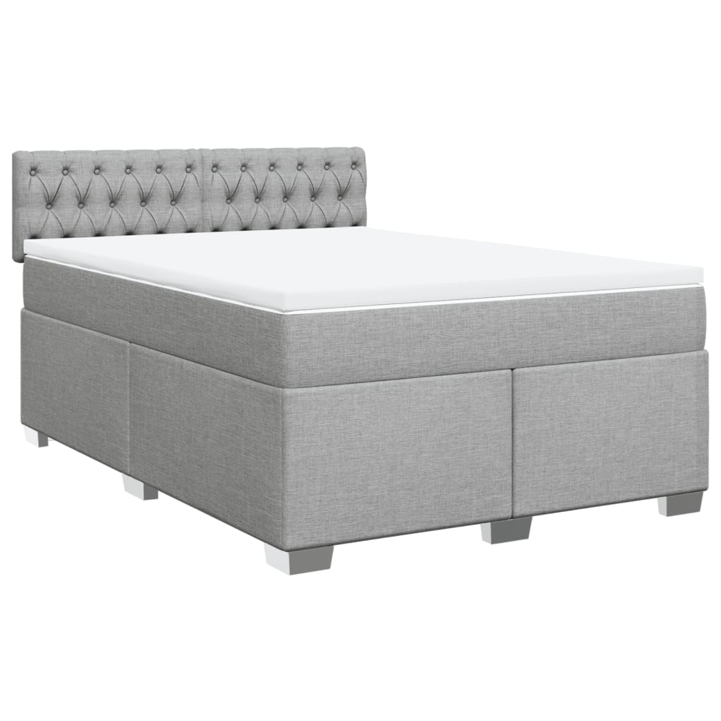 Sommier à lattes de lit avec matelas Gris clair 140x200cm Tissu - XIOS