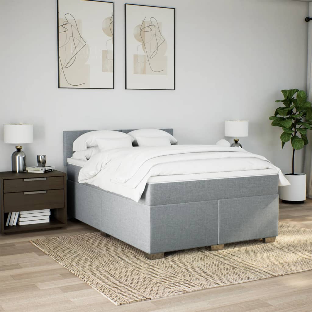 Sommier à lattes de lit avec matelas Gris clair 160x200cm Tissu - XIOS