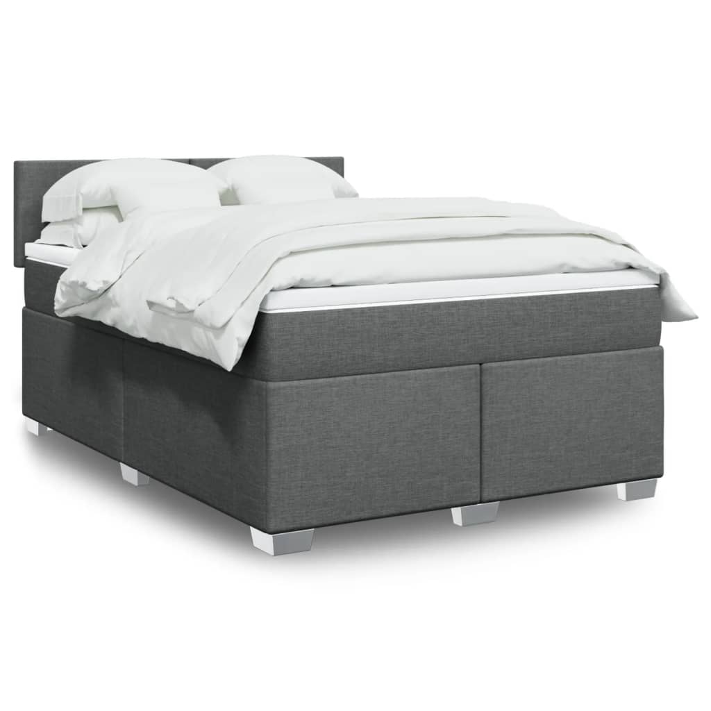 Sommier à lattes de lit avec matelas Gris foncé 160x200cm Tissu - XIOS