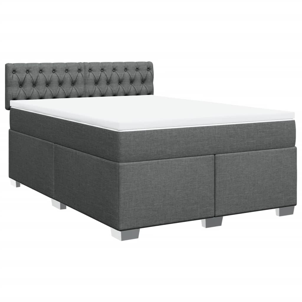 Sommier à lattes de lit avec matelas Gris foncé 160x200cm Tissu - XIOS