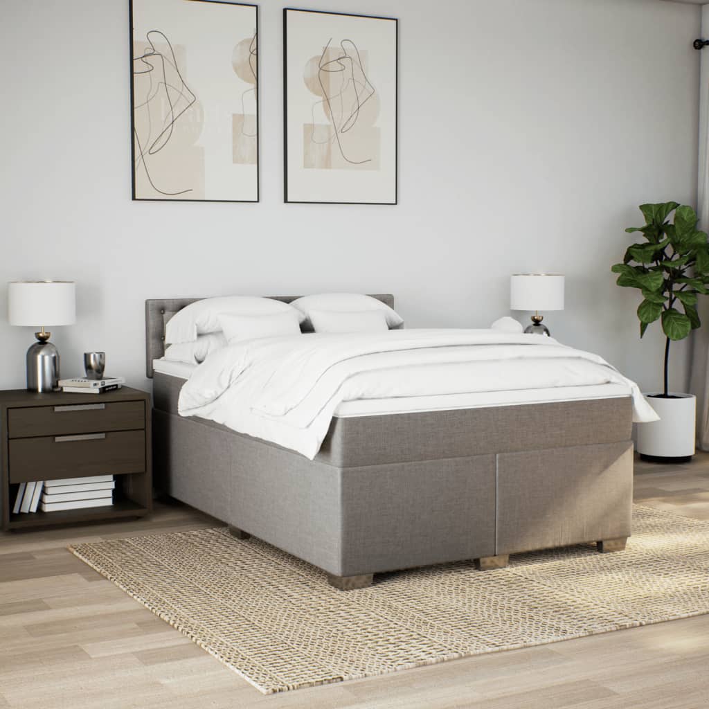 Sommier à lattes de lit avec matelas Taupe 160x200 cm Tissu - XIOS