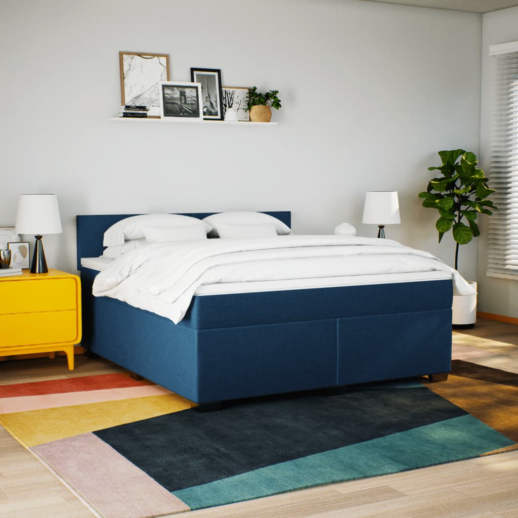 Sommier à lattes de lit avec matelas Bleu 180x200 cm Tissu - XIOS