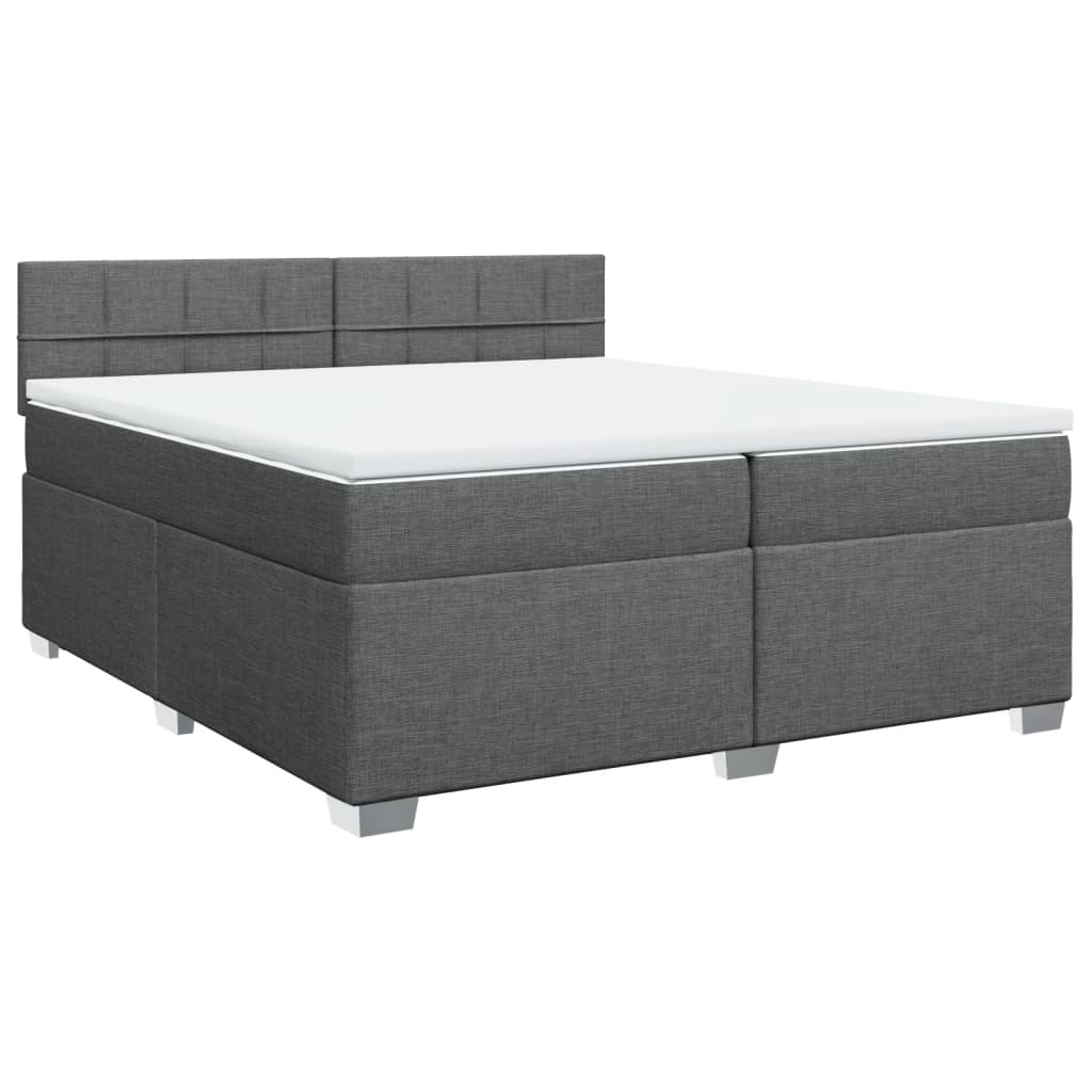 Sommier à lattes de lit avec matelas Gris foncé 200x200cm Tissu - XIOS