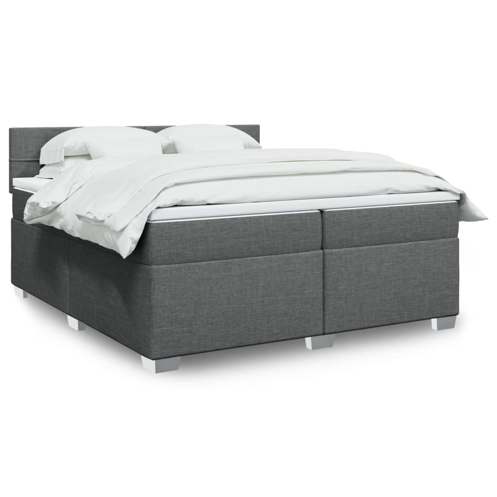 Sommier à lattes de lit avec matelas Gris foncé 200x200cm Tissu - XIOS