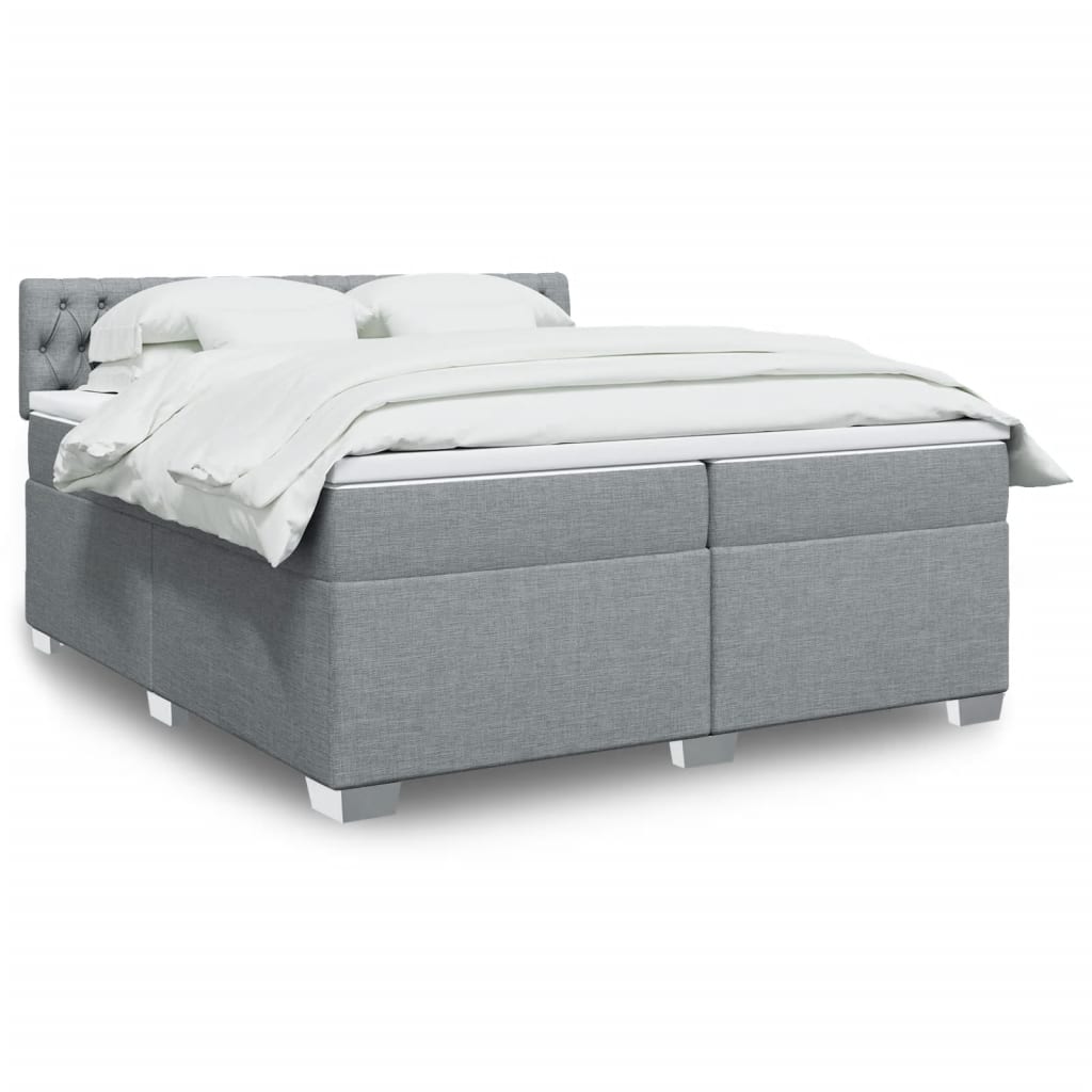 Sommier à lattes de lit avec matelas Gris clair 200x200cm Tissu - XIOS