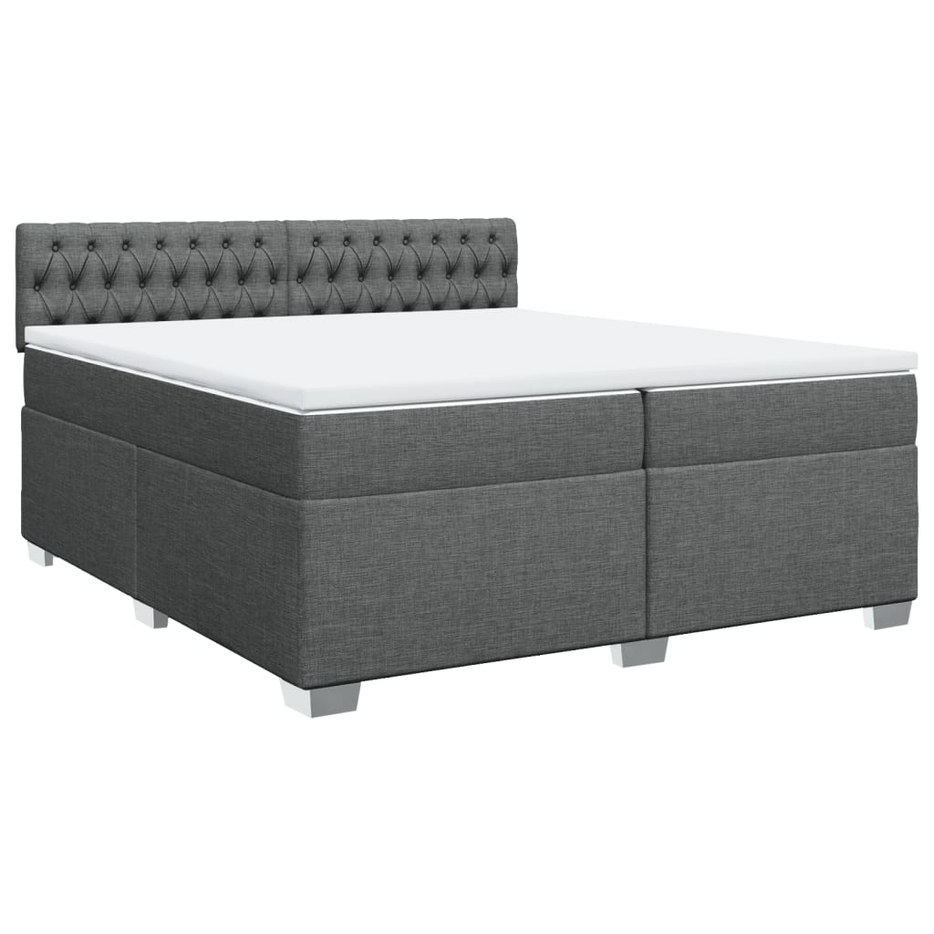 Sommier à lattes de lit avec matelas Gris foncé 200x200cm Tissu - XIOS