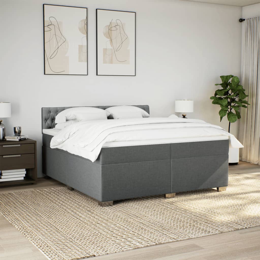 Sommier à lattes de lit avec matelas Gris foncé 200x200cm Tissu - XIOS