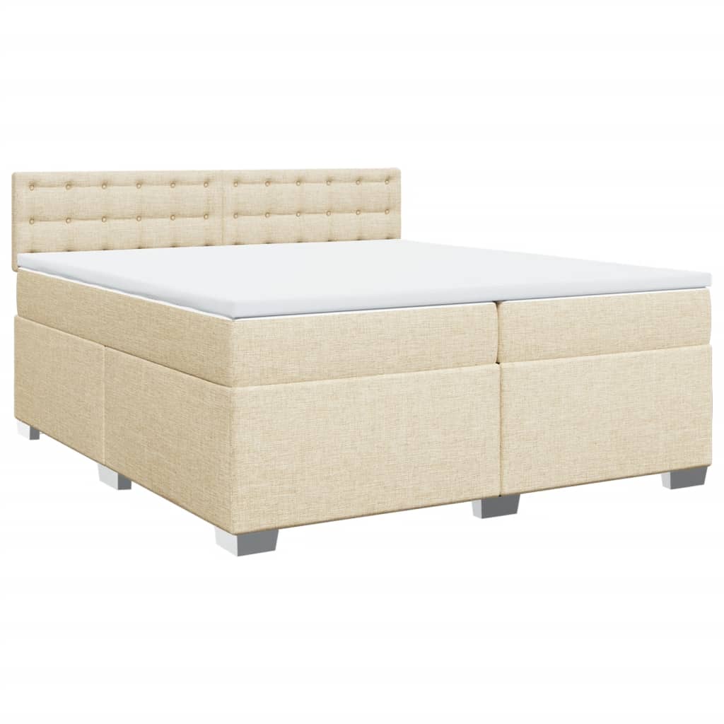 Sommier à lattes de lit avec matelas Crème 200x200 cm Tissu - XIOS