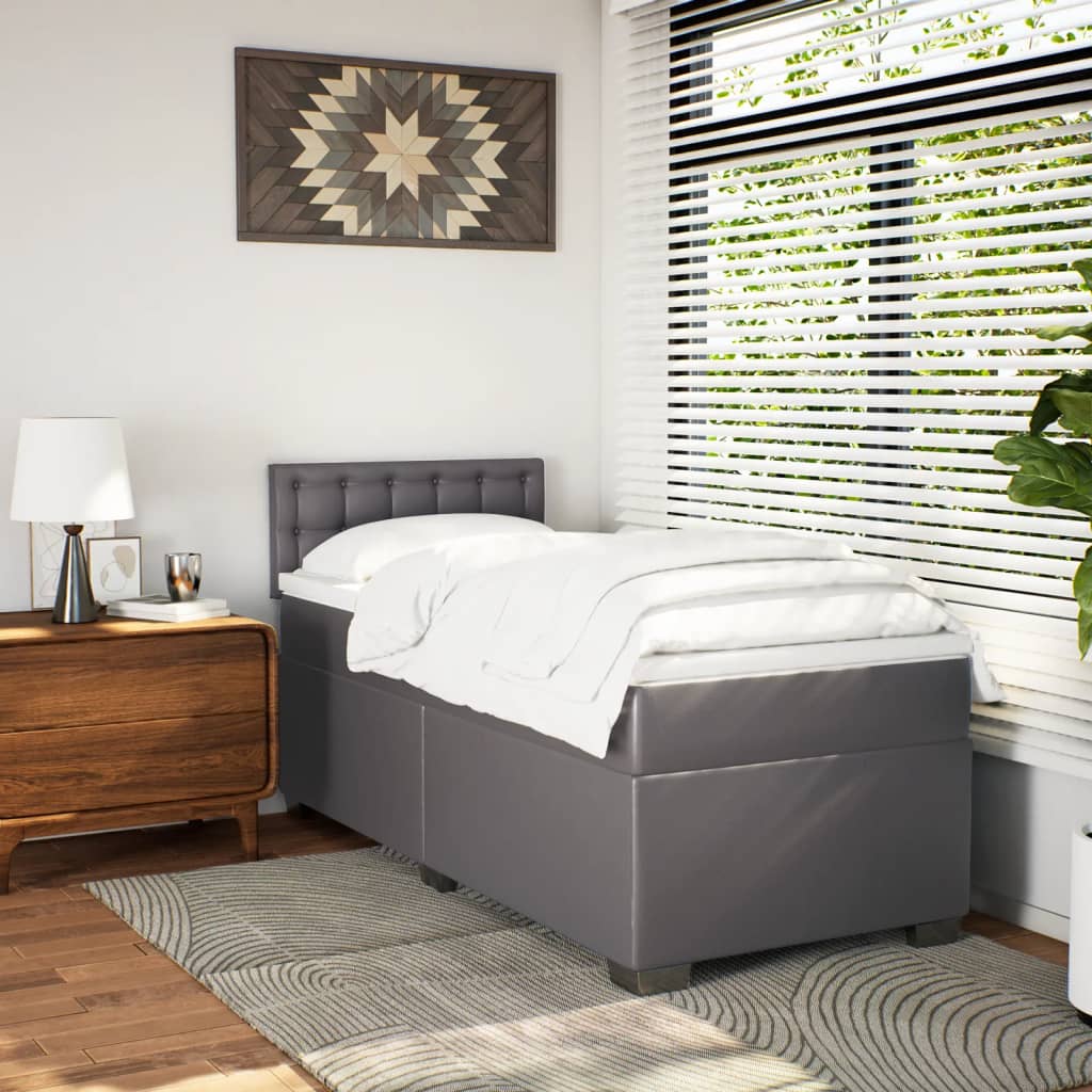 Sommier à lattes de lit avec matelas Gris 80x200 cm Similicuir - XIOS