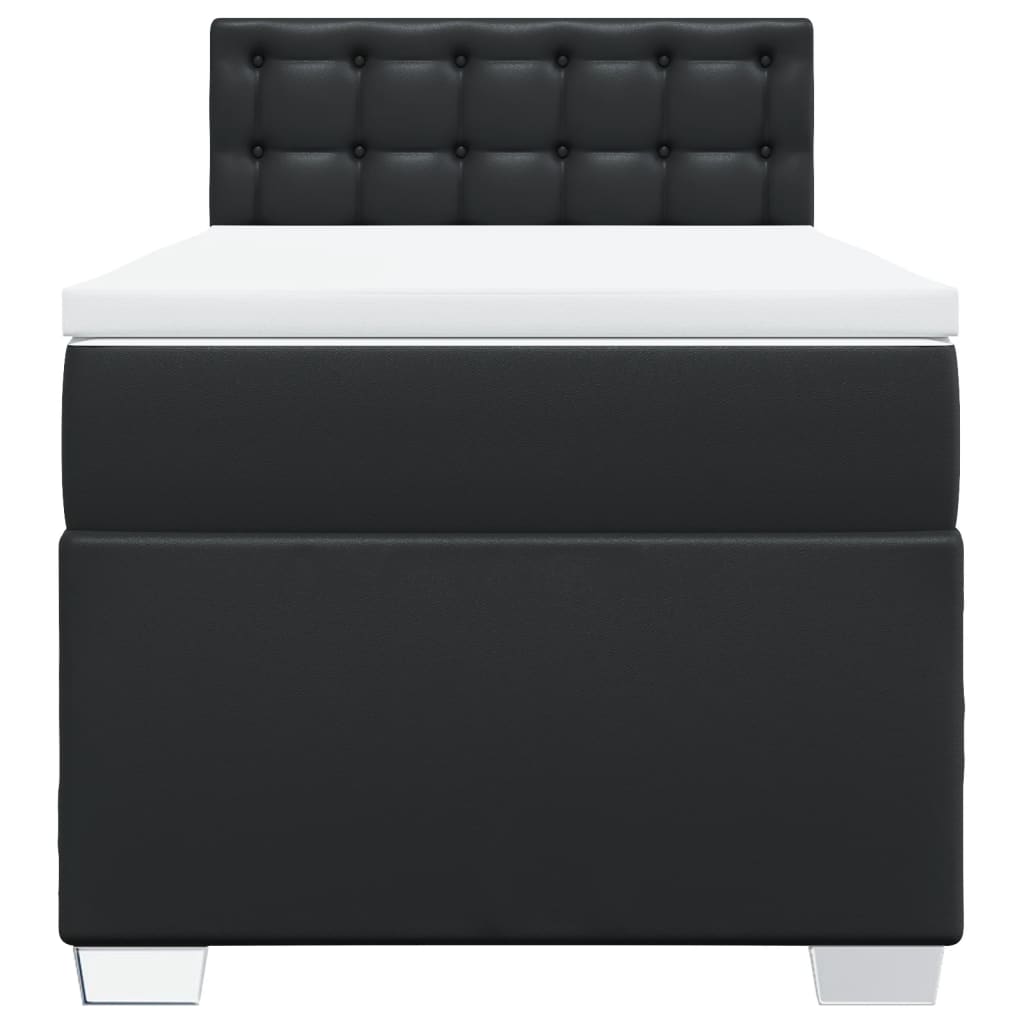 Sommier à lattes de lit avec matelas Noir 90x190 cm Similicuir - XIOS