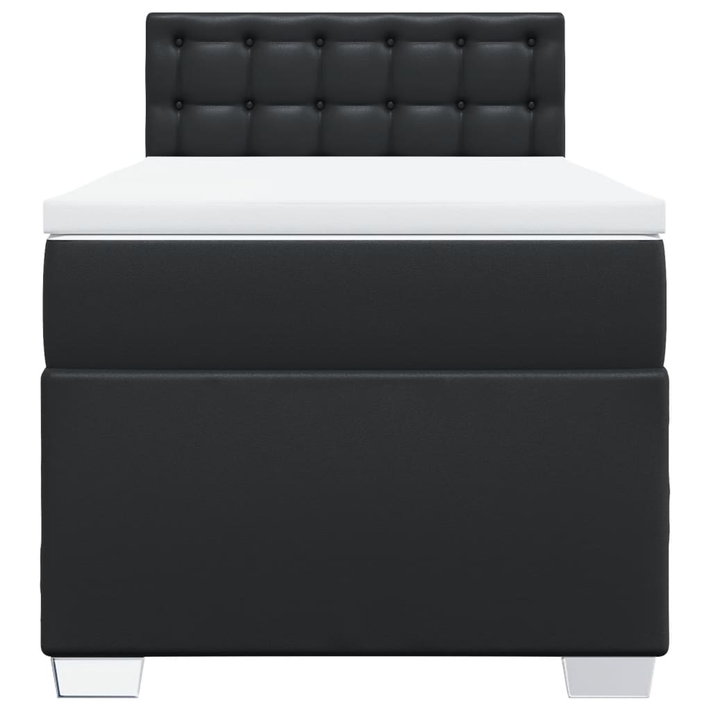 Sommier à lattes de lit avec matelas Noir 90x200 cm Similicuir - XIOS