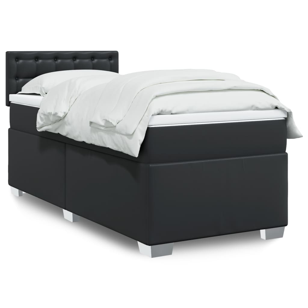Sommier à lattes de lit avec matelas Noir 100x200 cm Similicuir - XIOS
