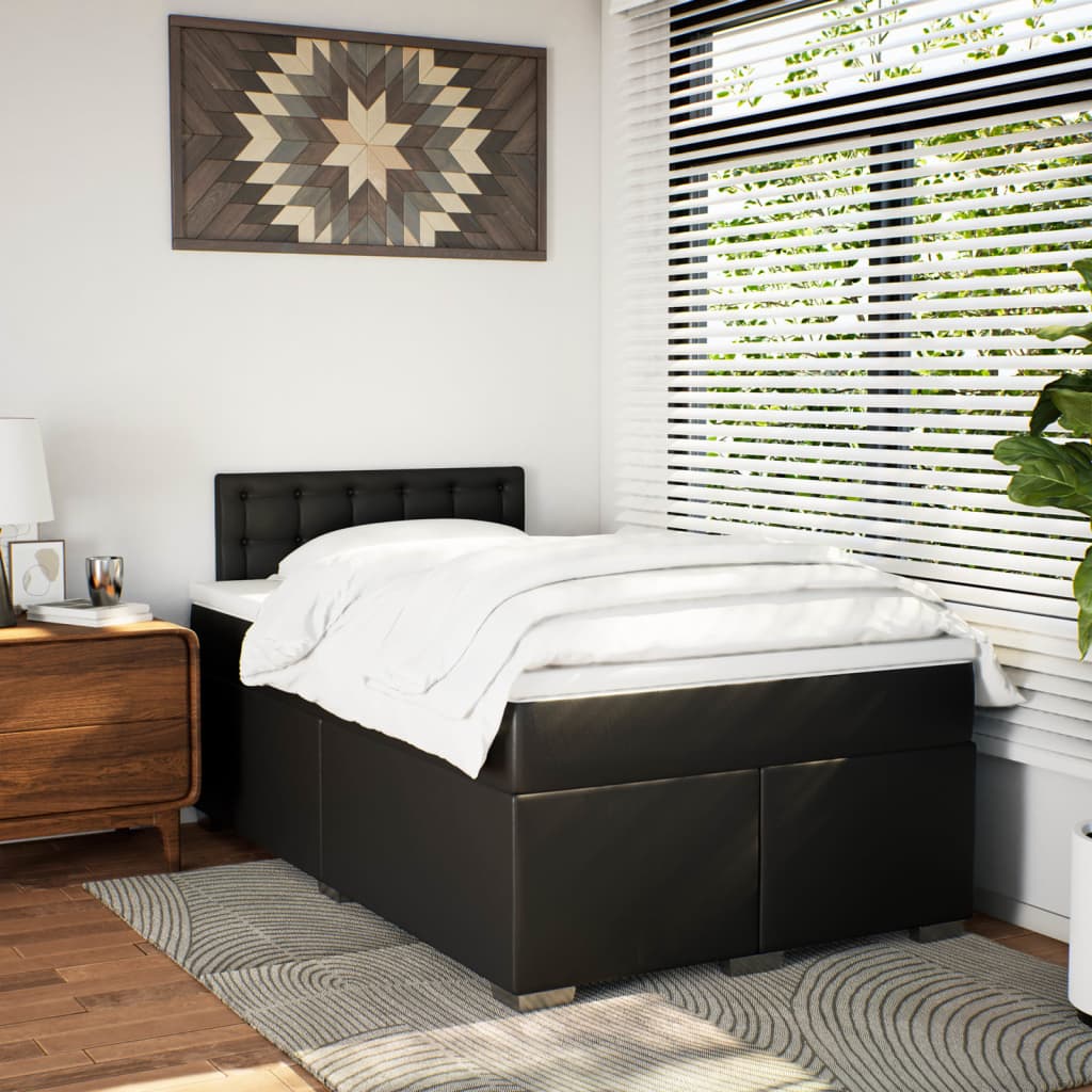 Sommier à lattes de lit avec matelas noir 120x190 cm similicuir - XIOS