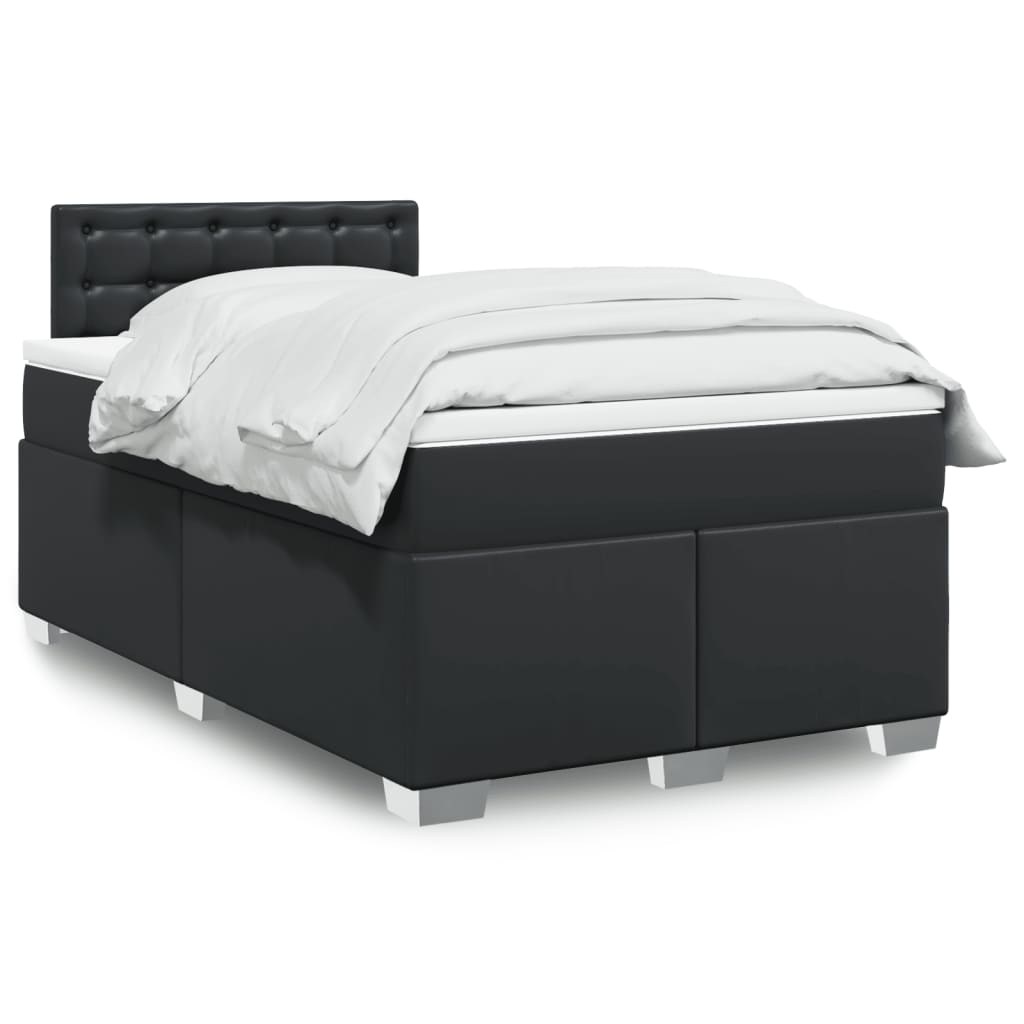 Sommier à lattes de lit avec matelas noir 120x190 cm similicuir - XIOS