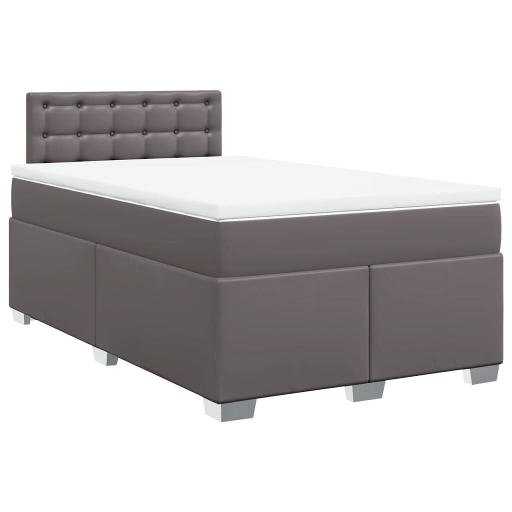 Sommier à lattes de lit avec matelas gris 120x190 cm similicuir - XIOS