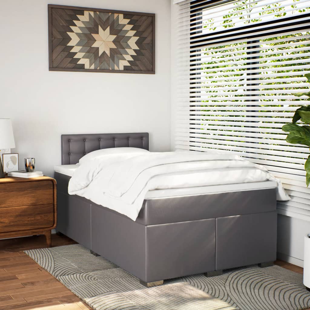 Sommier à lattes de lit avec matelas gris 120x190 cm similicuir - XIOS