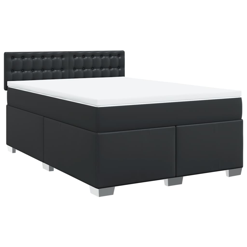 Sommier à lattes de lit avec matelas Noir 140x190 cm Similicuir - XIOS