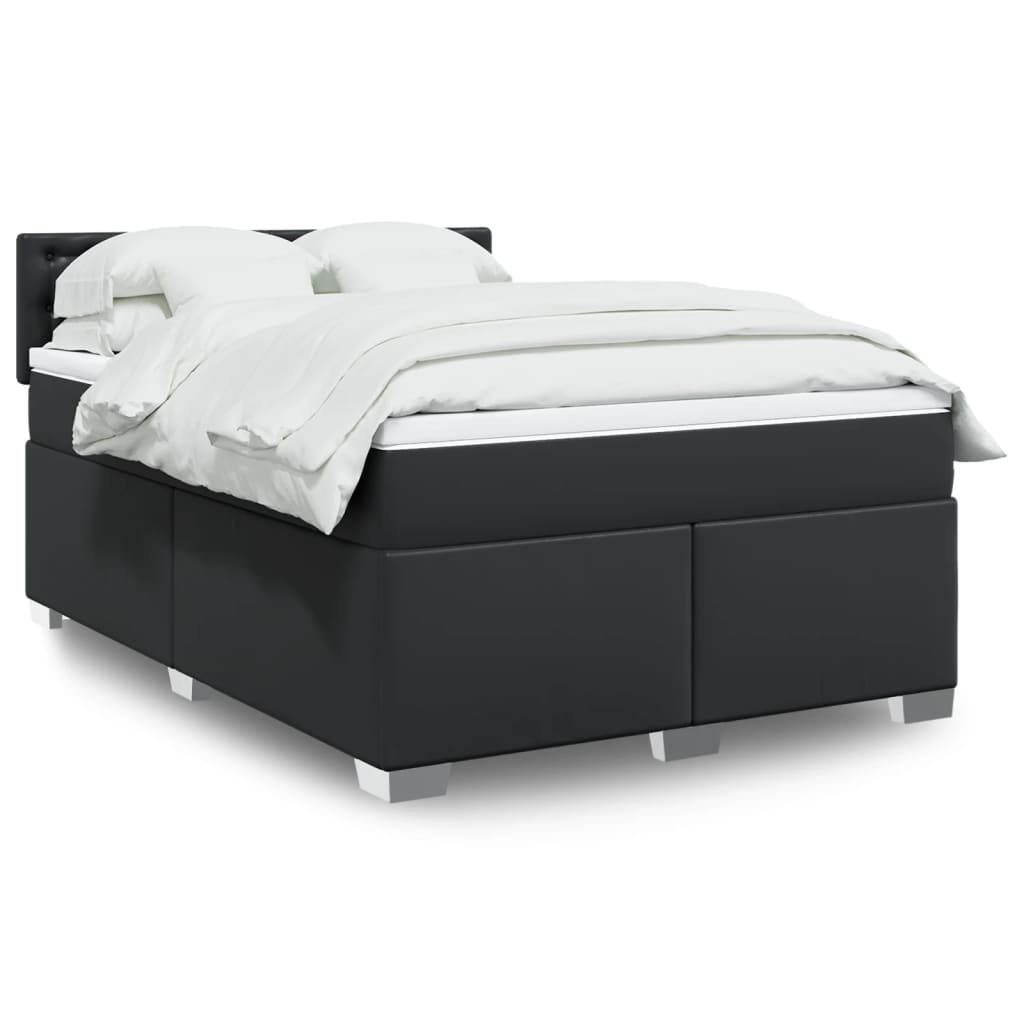 Sommier à lattes de lit avec matelas Noir 140x190 cm Similicuir - XIOS