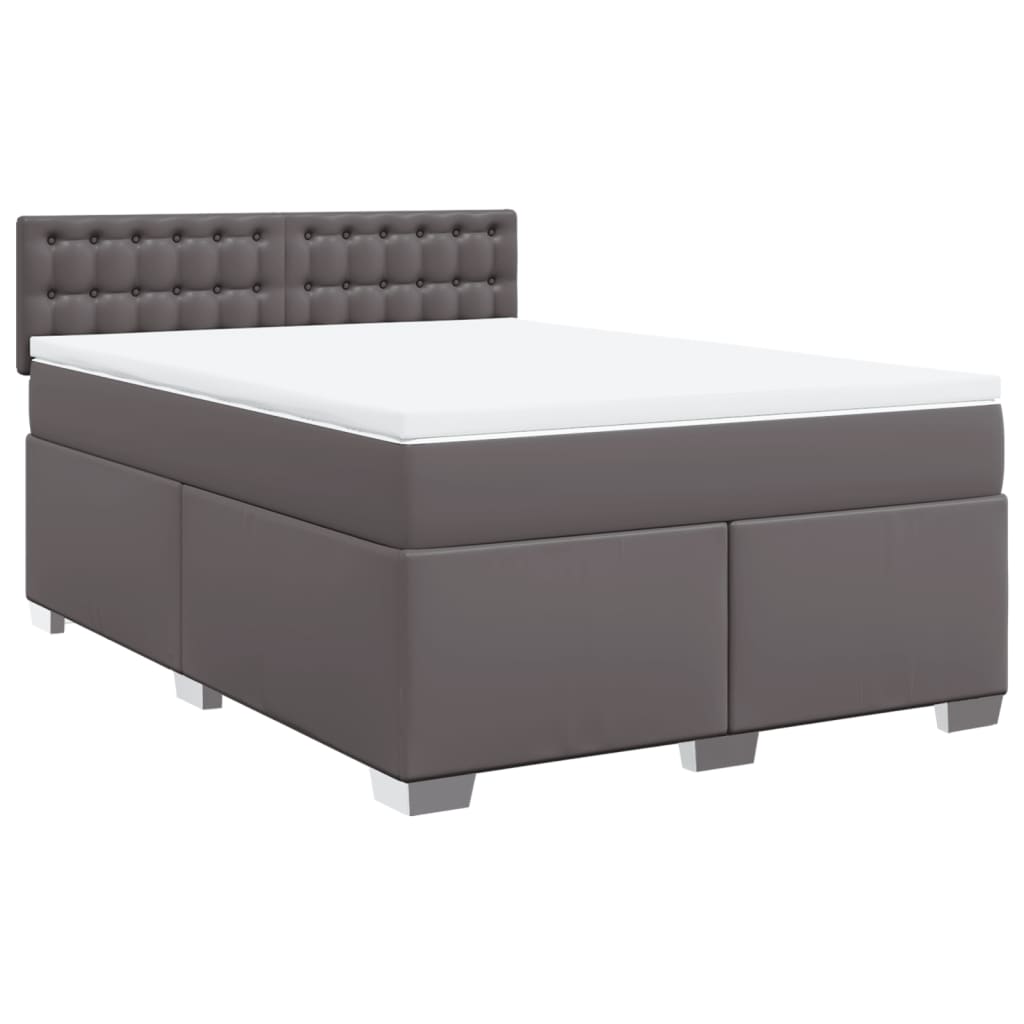 Sommier à lattes de lit avec matelas Gris 140x200 cm Similicuir - XIOS