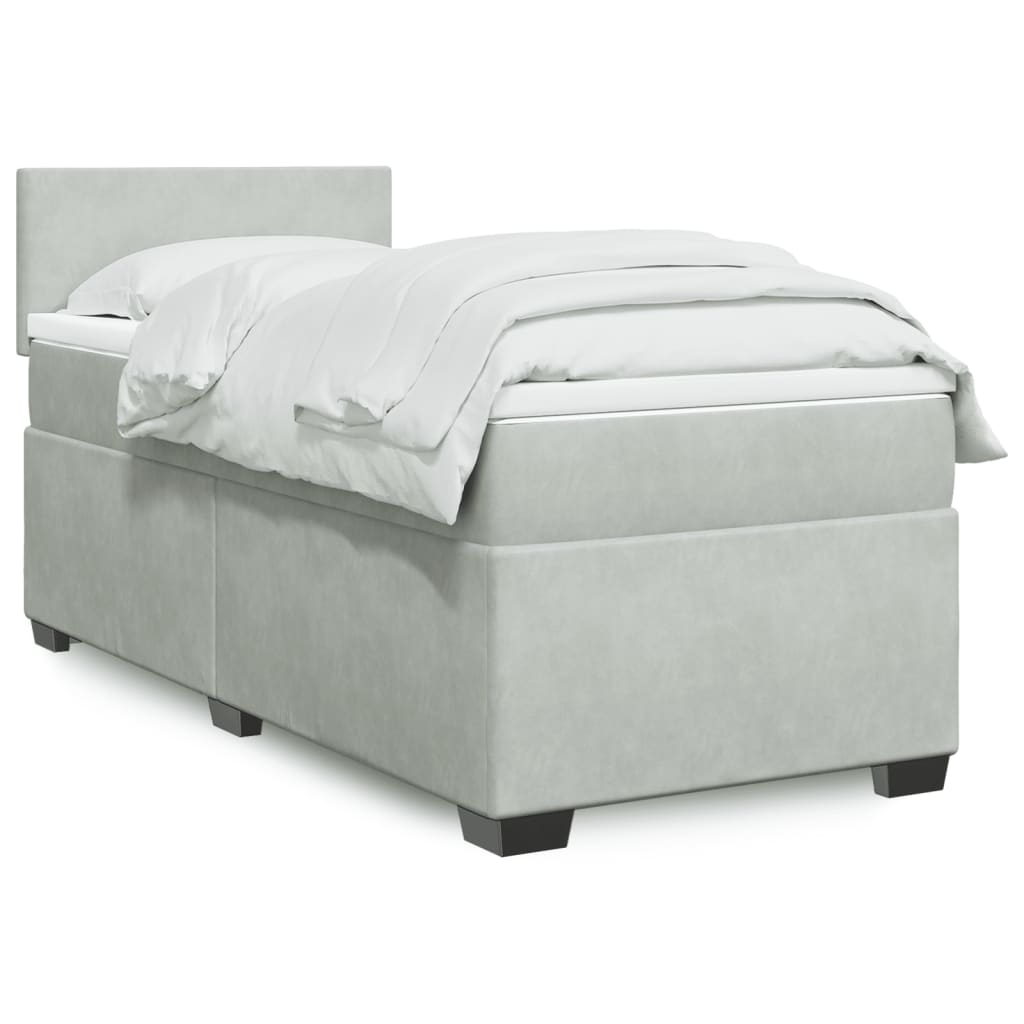 Sommier à lattes de lit et matelas Gris clair 90x190 cm Velours - XIOS