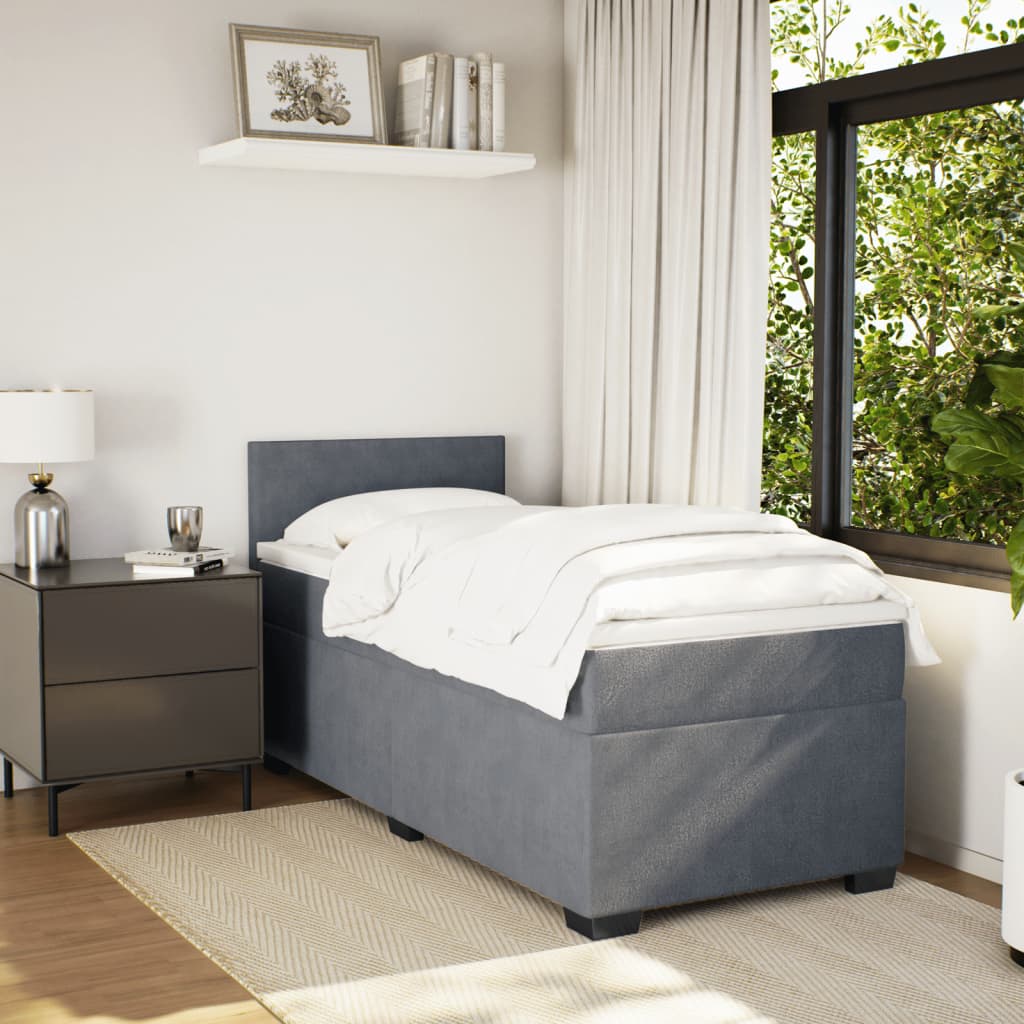 Sommier à lattes de lit et matelas Gris foncé 90x190 cm Velours - XIOS